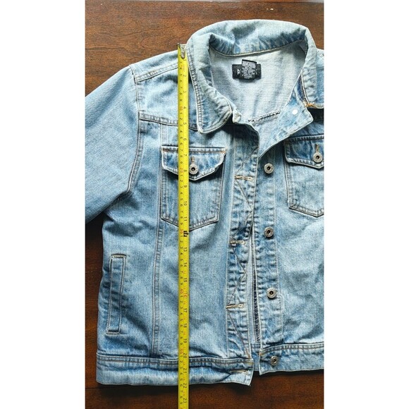 Woman's PB BASICS Medium Light Wash Denim Jacket 100% Cotton Button Up - Picture 5 of 7